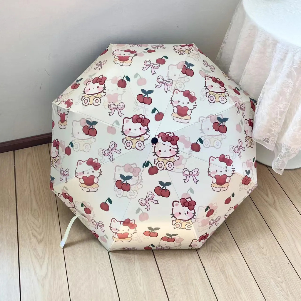 [Hello Kitty] Ô dù gấp hoạt hình Hello Kitty dễ thương chống tia cực tím chống nắng ô che nắng mưa h