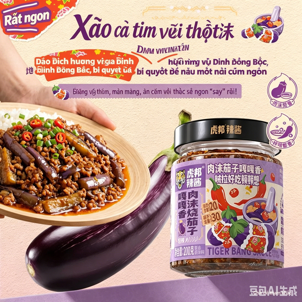 Nước sốt thịt Hubang cho cà tím nướng, Nước sốt cà tím nướng vùng Đông Bắc, Nước sốt cà tím thơm, Nư