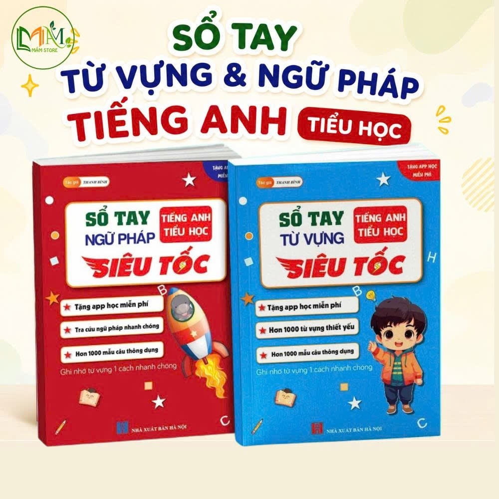Combo 2 Sổ Tay Tiếng Anh Tiểu Học Shopee Mall – Ngữ Pháp & Từ Vựng Siêu Tốc – Tra Cứu Nhanh – Tặng A