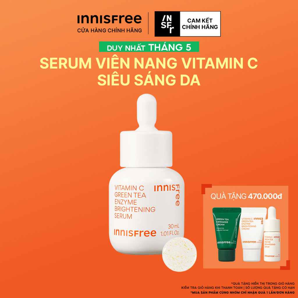 Serum Vitamin C sáng da, mờ thâm mụn INNISFREE Green Tea Enzyme Brightening Serum 30ml