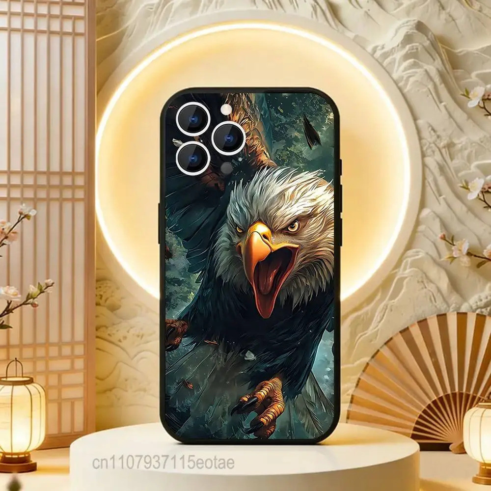 TP-2 Eagle fly Cool art Black Soft Case cho iPhone 17 13 14 15 11 16 12 Pro Max Pro Max Plus E Air M