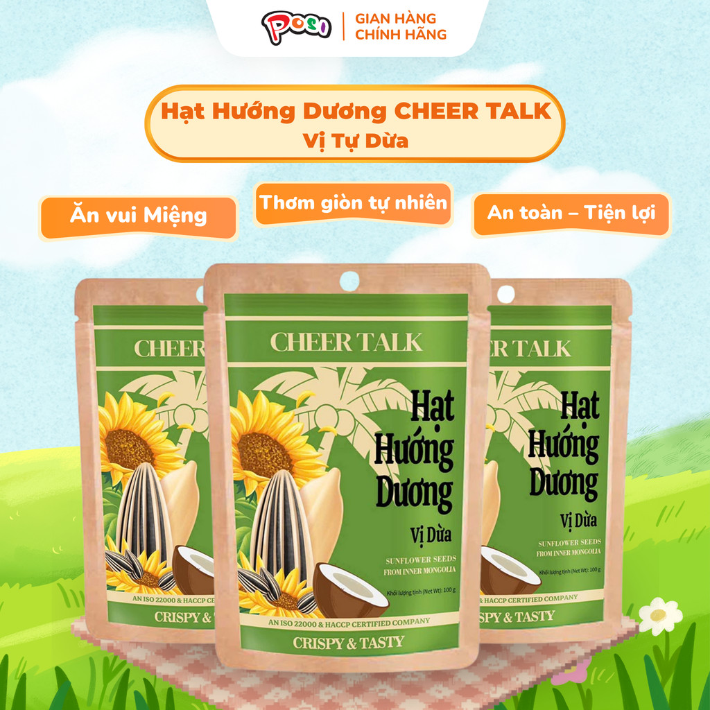 Hạt Hướng Dương Vị Dừa CHEER TALK 40g – Hạt Hướng Dương Rang Thơm Giòn, Vị Dừa Béo Ngọt, Snack Ăn Li