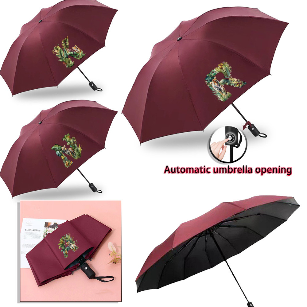 Automatic Forest Tiger Letter Printing Umbrella Easy To Store Exquisite Rainproof Design Bestselling