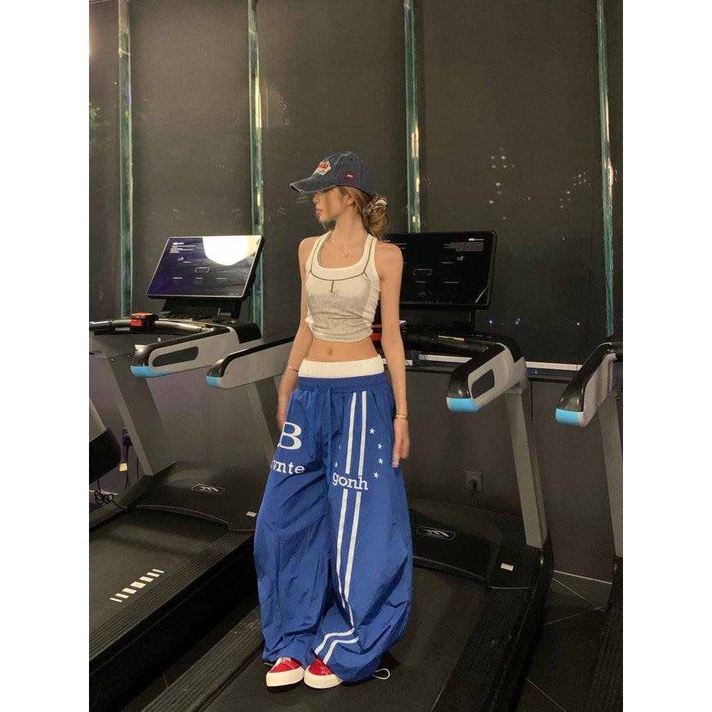 American Street Puffy Đẹp Trai Quần Ống Rộng Quần Thể Thao Nam Nữ Mùa Hè hiphop High Street Puffy Đẹ
