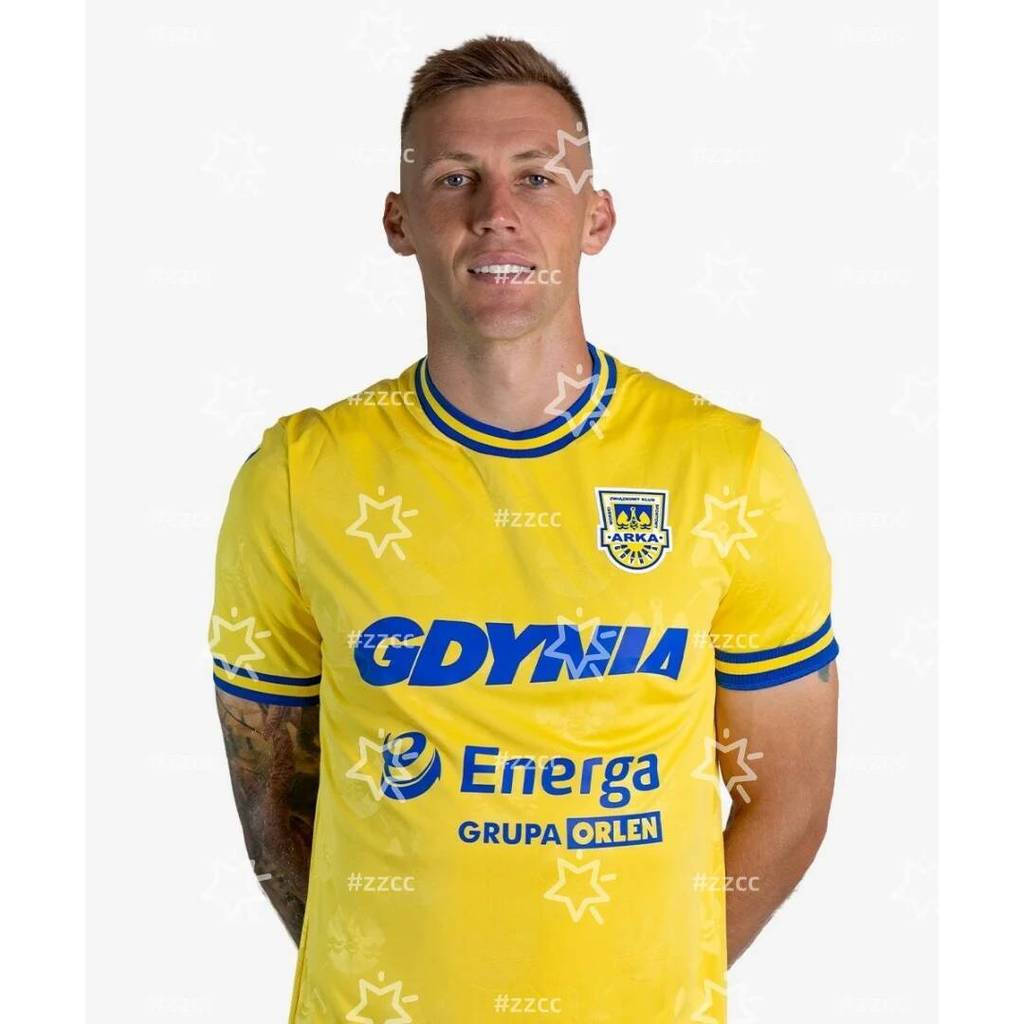 26 Ekstraklasa Arka Gdynia áo bóng đá sân nhà Mùa thu Thể thao khô nhanh Áo nam Quần áo trẻ em Tee N
