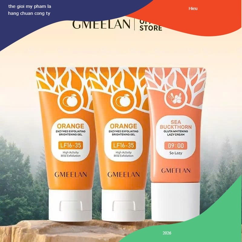 GMEELAN 2PCS Gel Tẩy Tế Bào Chết Da Mặt 50g+XỊT CHỐNG NẮNG ROSE ARBUTIN SPF50+ PA++++ 80ML..
