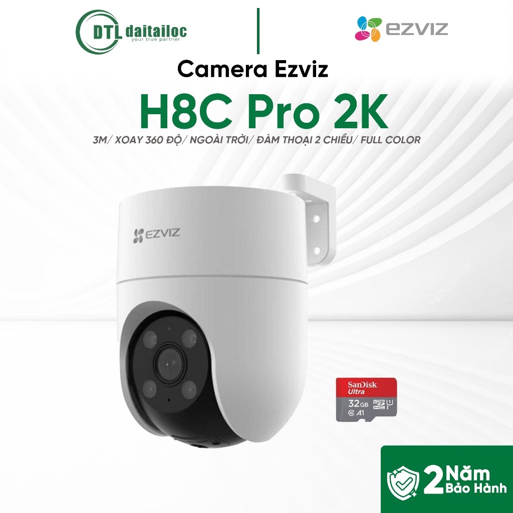 Camera Ezviz H8C Pro 2K - 3M, XOAY 360 ĐỘ, NGOÀI TRỜI, ĐÀM THOẠI 2 CHIỀU, FULL COLOR | Chính Hãng | Bảo Hành 24 Tháng