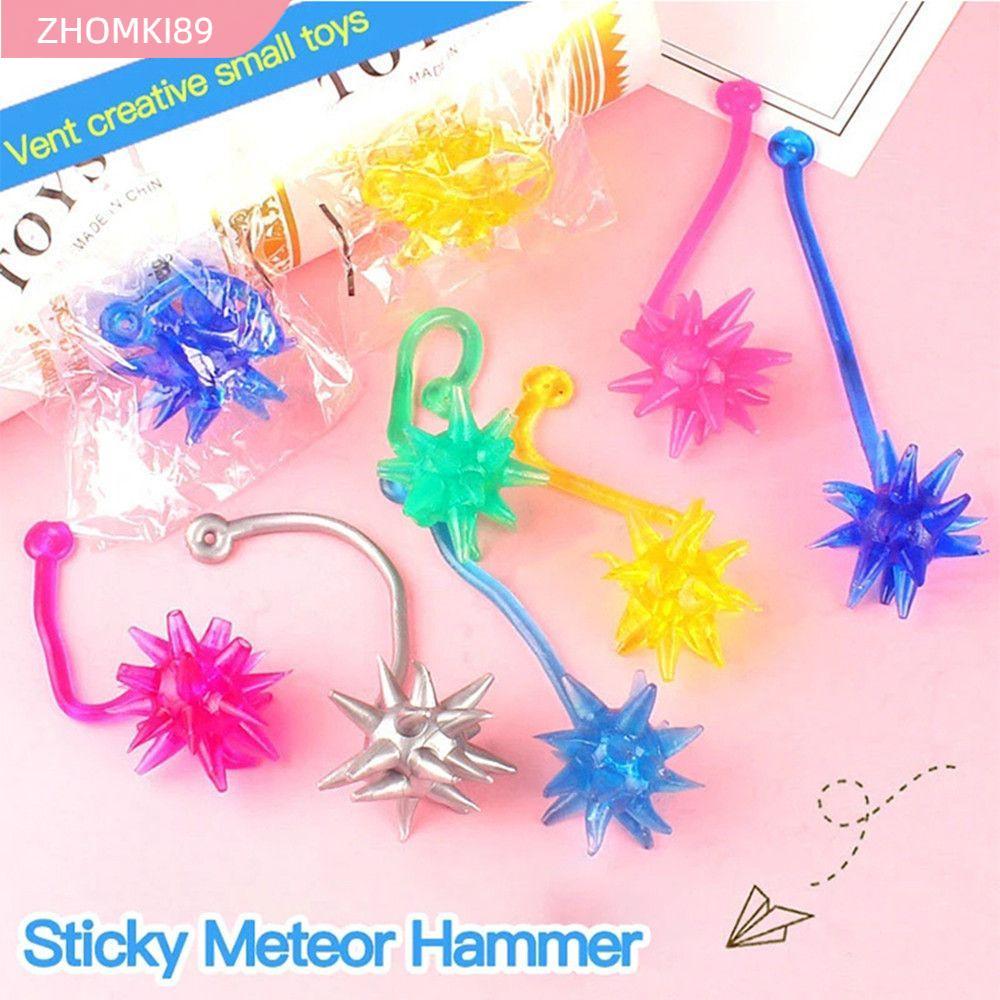 ZHOMKI89 Màu Sắc Ngẫu Nhiên Dính Meteor Búa Trẻ Em Mềm TPR Viscous Trò Chơi Vui Nhộn Tay Keo Bóng