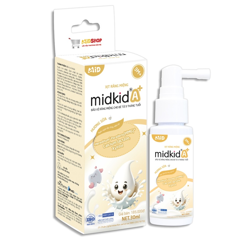 [MALL] Xịt răng miệng Midkid A+ hương sữa - Đại học Dược Hà Nội nghiên cứu, GMP WHO