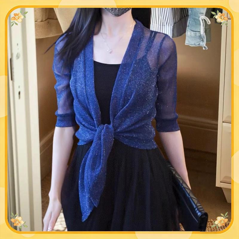 (COD) Wedding Jaet Quấn Dài Nửa Tay Bolero Shrug Cho Nữ Cardigan Bolero Jaet Mũi Cho Đầm Dự Tiệc Top