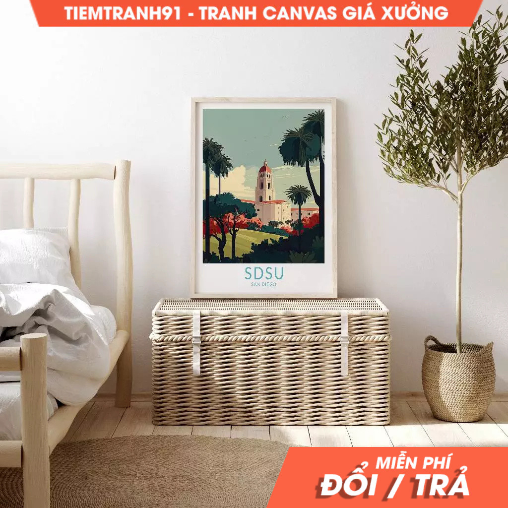 Tranh treo tường, San Diego State University, San Diego SDSU Travel Poster, University Campus Wall A