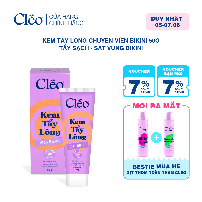 Kem Tẩy Lông Bikini, Chuyên Tẩy Lông Vùng Nhạy Cảm Cho Nữ & Nam Cleo, Tẩy Lông Sạch Sát, Không Kích Ứng 50g | BigBuy360 - bigbuy360.vn