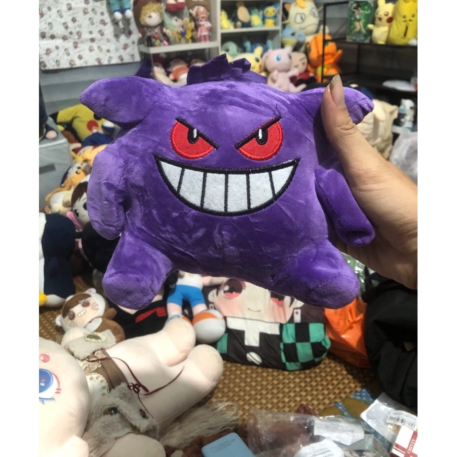 gấu bông 2hand Pokémon Gengar màu tím với đôi mắt đỏ và nụ cười rộng