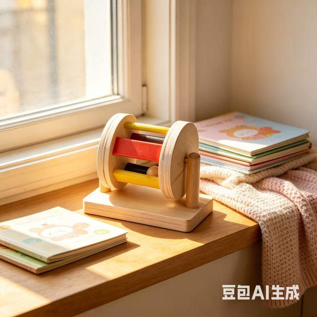 Popular~Montessori educational toy rolling drum wooden rainbow textile drum baby educational Montess