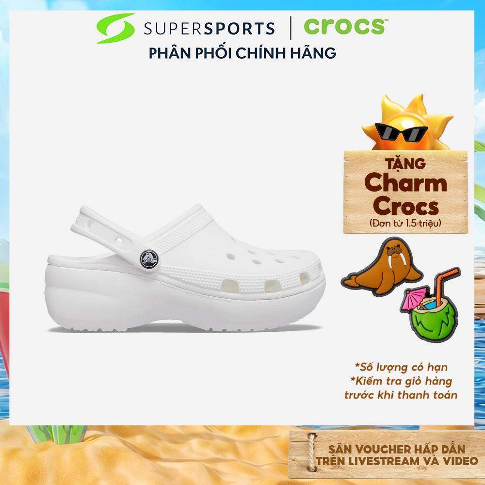 Giày Clog Nữ Crocs Classic Platform White - Trắng - 206750-100 LS100