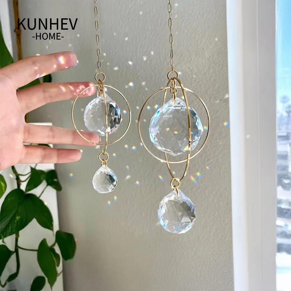 KUNHEV Crystal Sun Catcher, Galaxy Kim Loại Trang Trí Xe Hơi Trang Sức Pha Lê, Làm Vườn Thủ Công Sun
