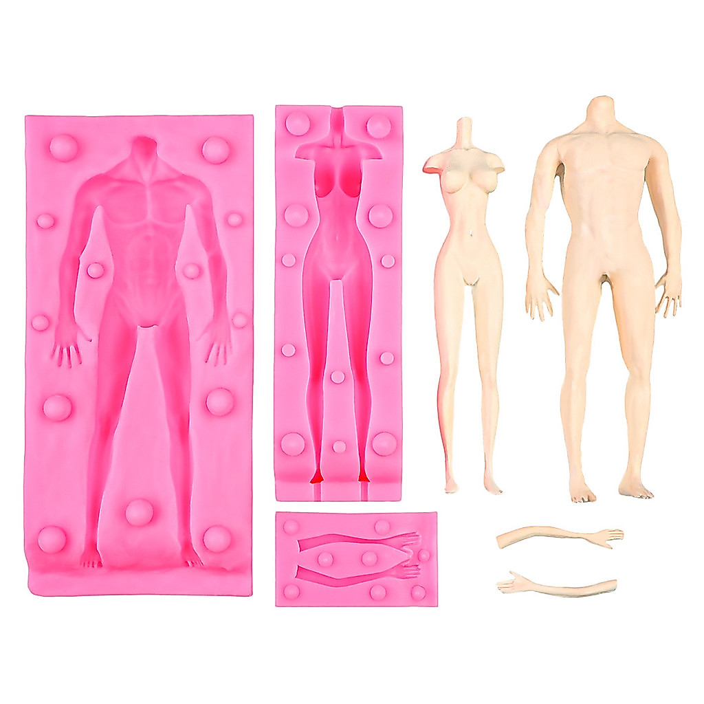 Đất Sét Fondant Nam Mẫu Nữ Mẫu Búp Bê Cơ Thể Khuôn Silicon DIY Nam Nữ Toàn Thân Đất Sét Cơ Thể Mềm K