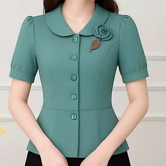 ÁO KIỂU TÔN DÁNG TAY NGẮN CHUẨN HÌNH ĐỦ SIZE J21