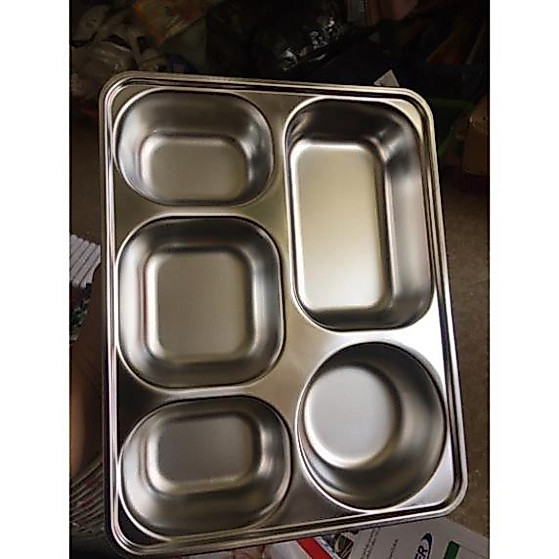 Khay Cơm Phần 5 Ngăn Inox Sâu Có Nắp Tiện Lợi Y2E Home