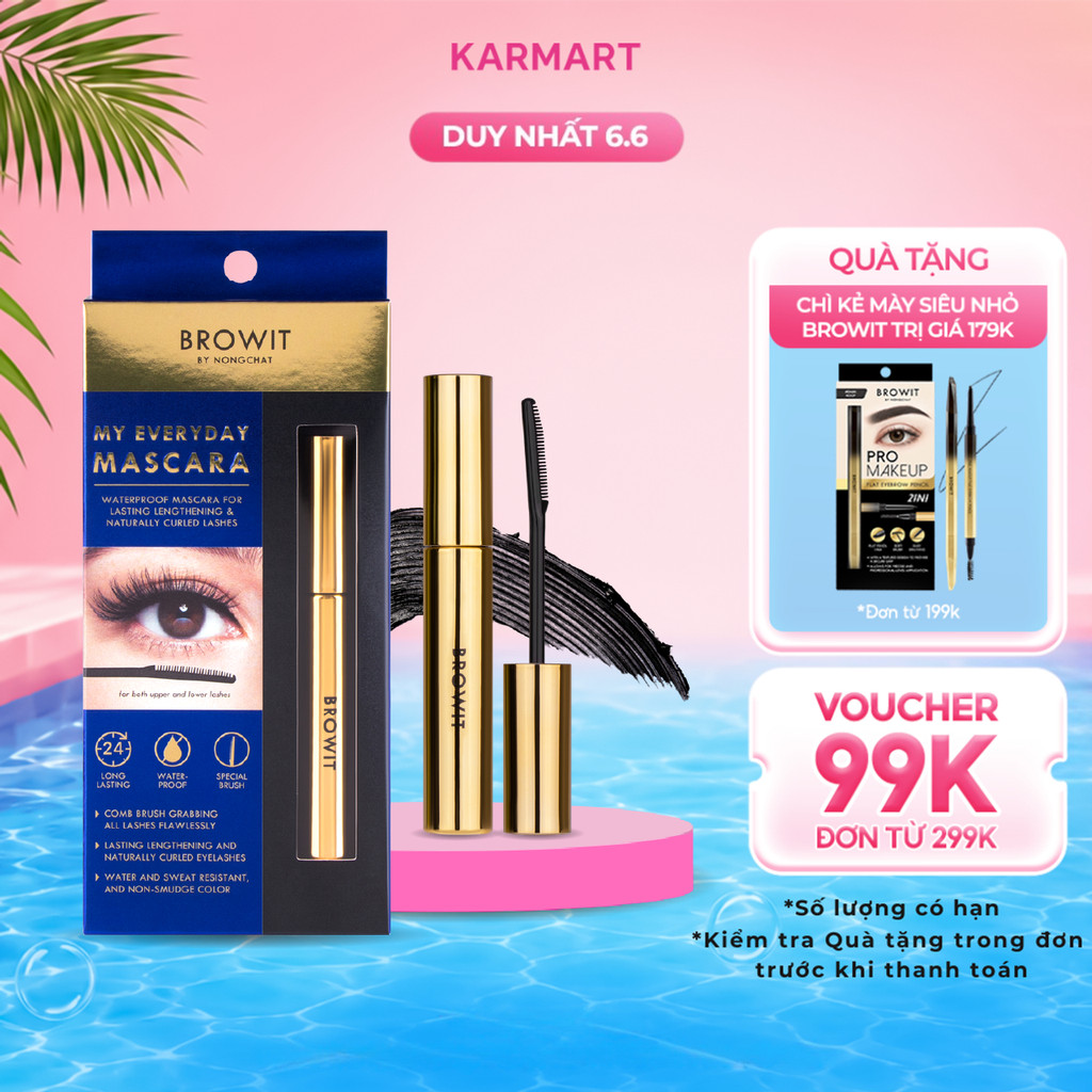 Mascara Nongchat Browit Siêu tơi dài và cong mi dạng lược My Everyday 5.5g Endless Night