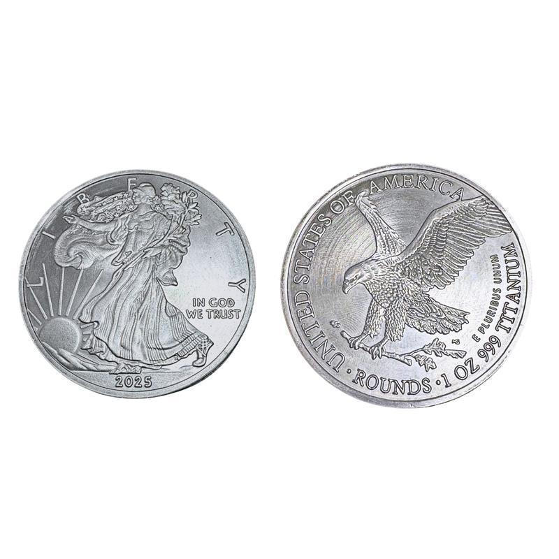 HAI 1 TROY OUNCE / OZ .999 Kim loại TITANIUM nguyên chất Đi bộ Liberty / Vòng đại bàng / tiền xu