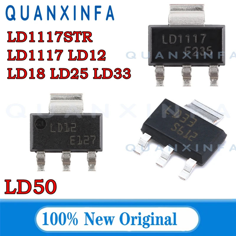 10 CÁI LD1117S33 LD1117S50 LD33 LD1117 LD12 LD18 LD50 ADJ SOT223 SMD Có thể điều chỉnh 3.3V 5V LDO c