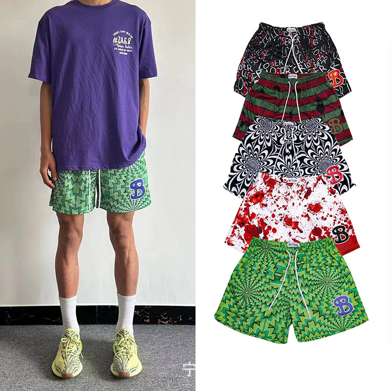 American Fashion Brand Summer Mesh Basketball Shorts Men's Casual Loose Cropped Basketball Shorts 47