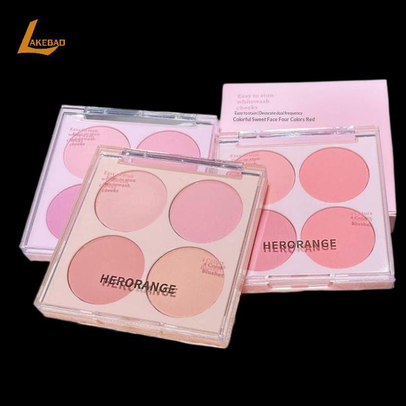 [LAKEBAO] Bộ trang điểm mặt phấn má hồng 4 màu HERORANGE Hỗn hợp màu sắc ấm áp Matte Cheek Powder Fa