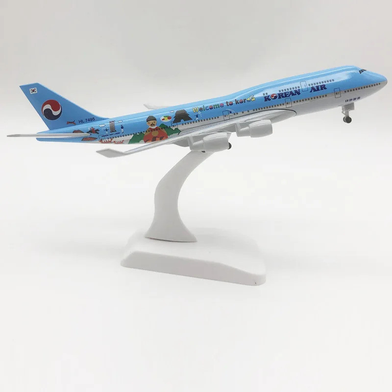 JASON TUTU 20CM Hàn Quốc Air Boeing 747 Mô Hình Máy Bay Planel Máy Bay Diecast Kim Loại Tỉ Lệ 1 / 30