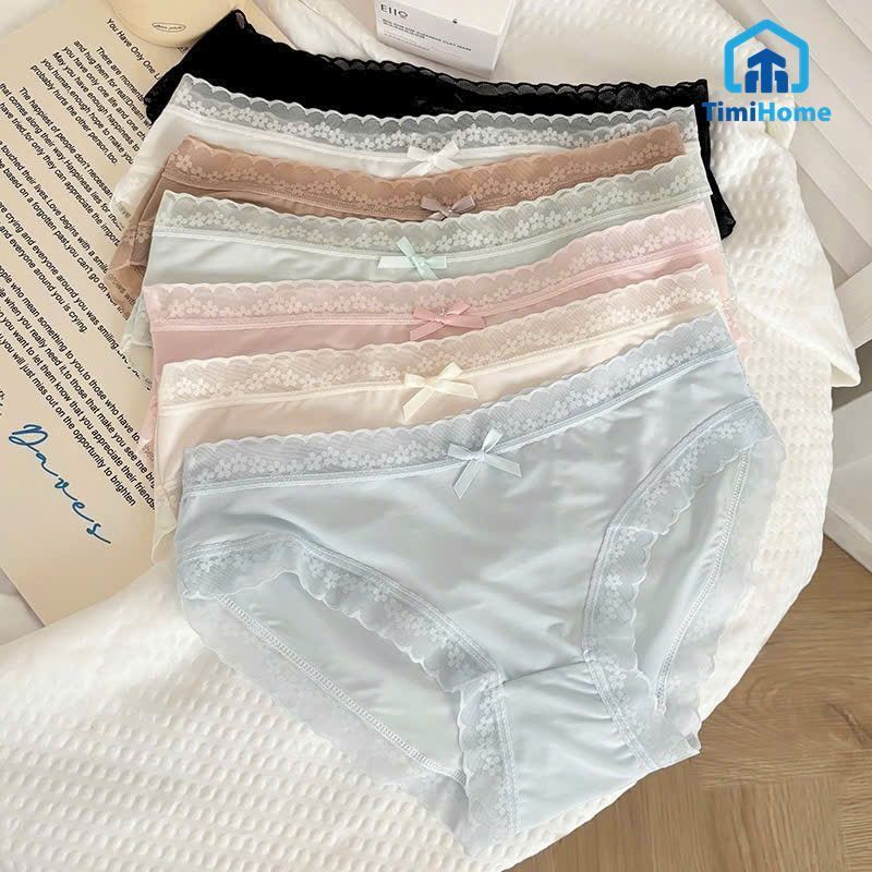 ( SEt 10 quần ) Quần Lót Nữ Cotton su lụa viền hoa co dãn 4 chiều, không lộ vân, co dãn thoáng mát