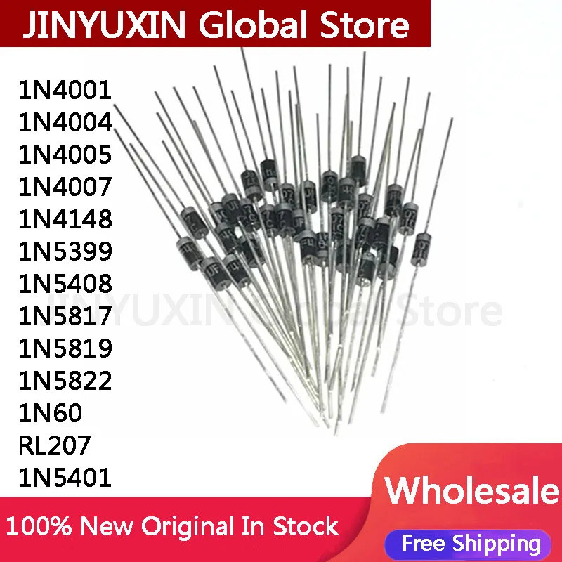 10 CÁI 1N4001 1N4002 1N4003 1N4004 1N4005 1N4007 1N4148 1N5399 1N5408 1N5817 1N5819 1N5822 1N60 RL20