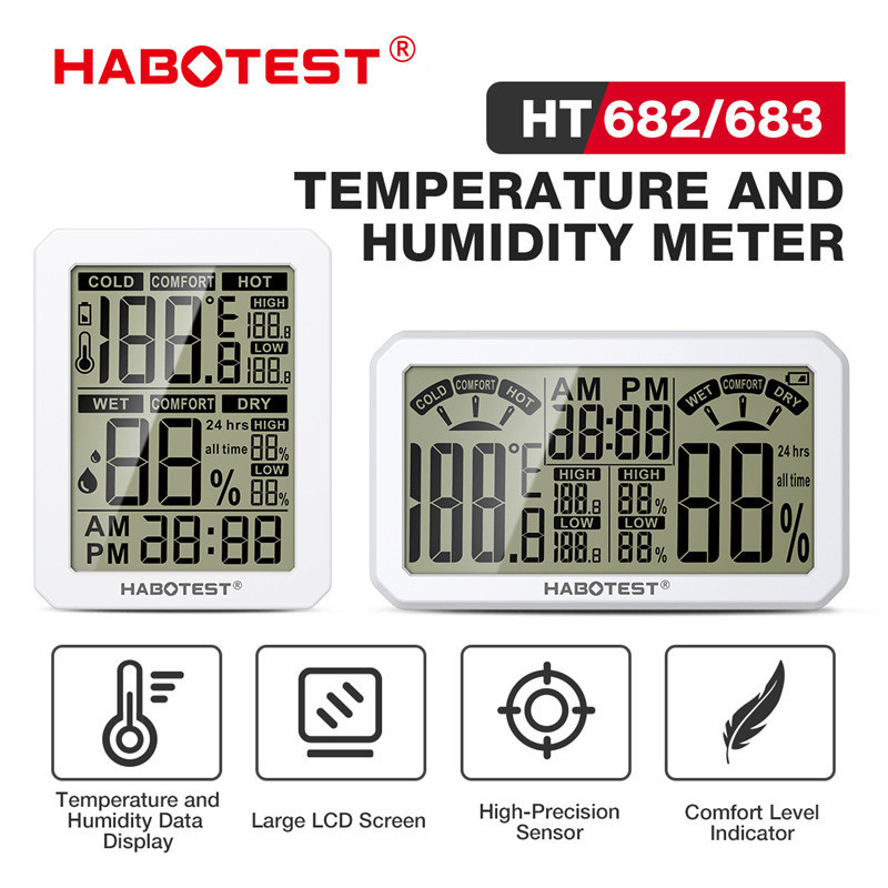 H HABOTEST Store HT682HT683 Nhiệt Kế Trong Nhà Hộ Gia Đình Khô Ướt Nhiệt Kế Điện Tử Cho Bé