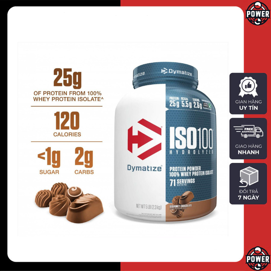 Whey Dymatize Iso 100 Hydrolyzed 5lbs Sữa Tăng Cơ Bắp siêu chất lượng, nhập khẩu từ Mỹ, đảm bảo chín
