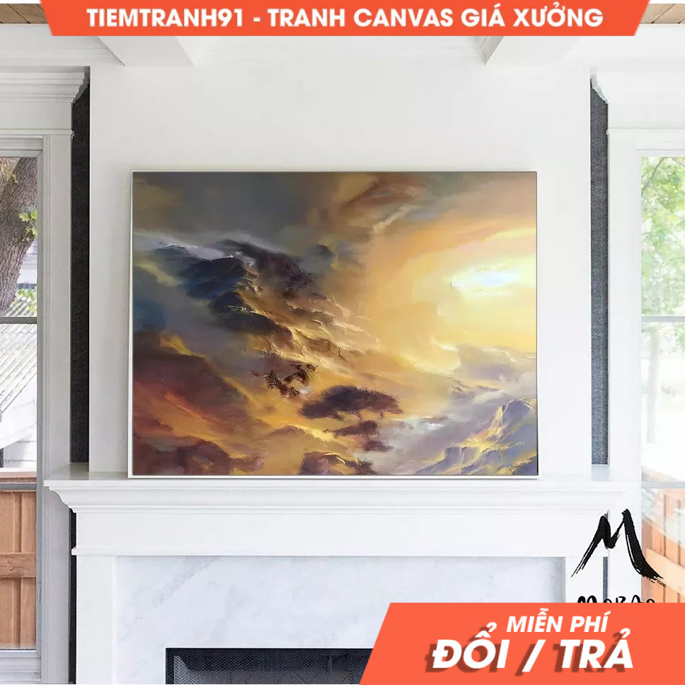 Tranh treo tường, Extra Large Canvas, Modern wall art, Large landscape painting on Canvas, Cloud Art