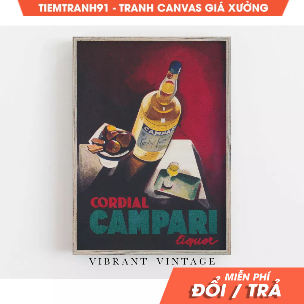 Tranh treo tường, Campari Wall Art, Bar Wall Decor, Vintage Wall Art, Beverage Wall Art, Liquor Wall