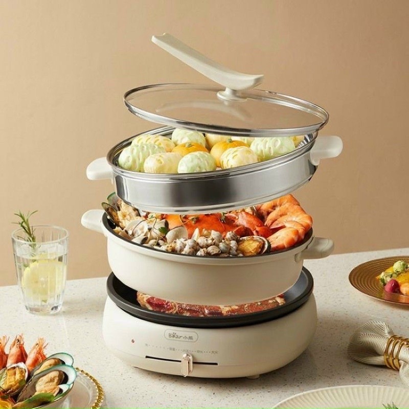 [Lào Cai] Nồi lẩu điện đa năng Bear C40W2(C40T1) dung tích 4L, chiên, xào, hấp[Sỉ Yến Trùm]
