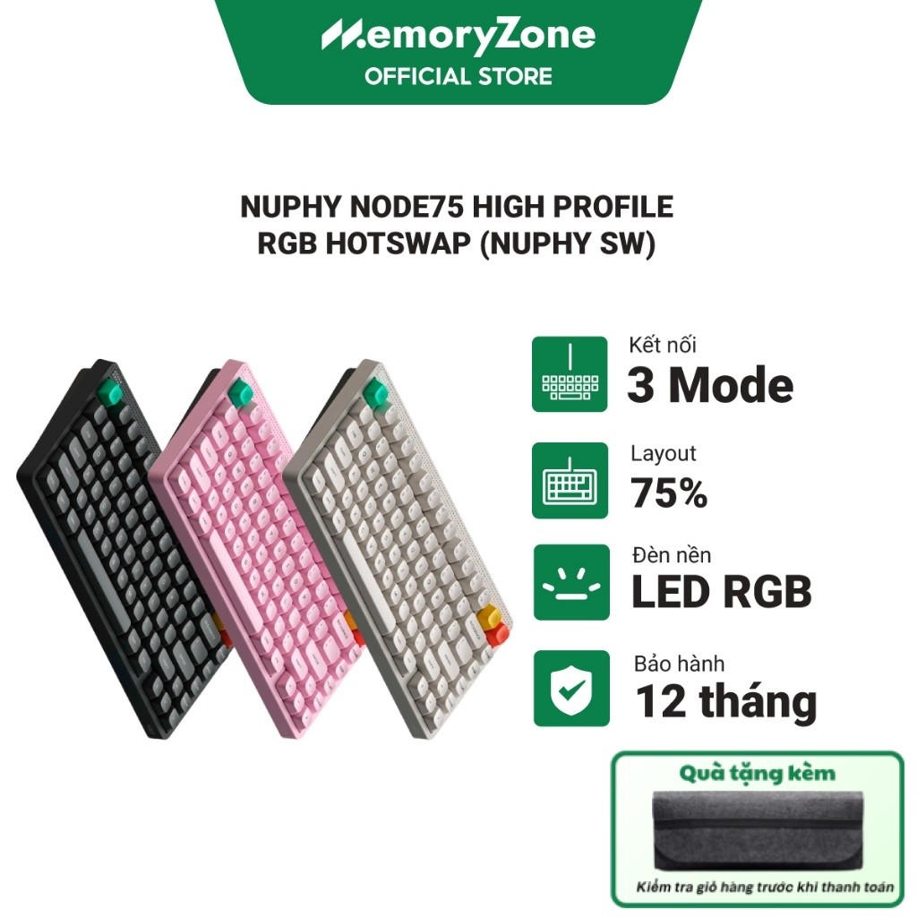 [CHÍNH HÃNG] Bàn phím cơ không dây NuPhy Node75 High Profile RGB Hotswap (Nuphy Sw) - Bảo hành 12 th