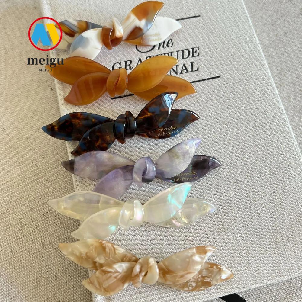 Kẹp Tóc Nơ MEIGU Acetate, Thiết Kế Nơ Kẹp Vuốt Tóc Phong Cách Hàn Quốc, Chất Liệu Acetate Thời Trang