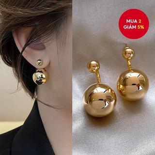 Bông tai bóng kim loại tối giản dành cho nữ Thanh lịch sang trọng Hợp thời trang Trang sức hình học