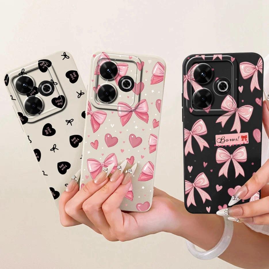 Dành Cho Xiaomi Redmi 13 13X 4G Ốp Lưng Sang Trọng Nơ Trái Tim Tình Yêu Sơn Vỏ Điện Thoại TPU Mềm Ch