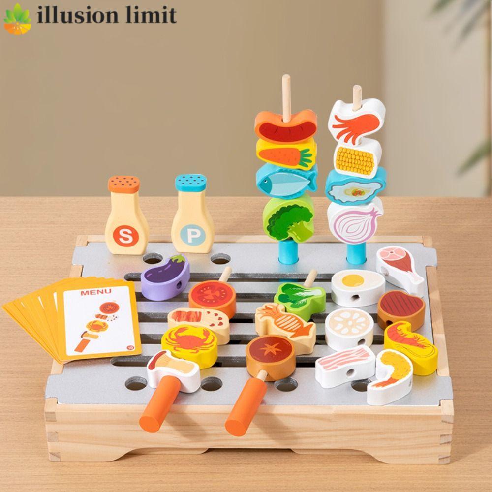 ILLUSION LIMIT Giả Vờ Chơi Đồ Chơi Nhà Bếp Mô Phỏng Thực Phẩm BBQ Đồ Chơi Giáo Dục Nhà Búp Bê