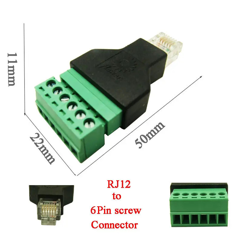 1 Chiếc RJ12 Sang Vít Đầu Cuối Adapter RJ12 Nam Đến 6Pin Đầu Nối RJ11 Bộ Chia Cho Camera Quan Sát DV