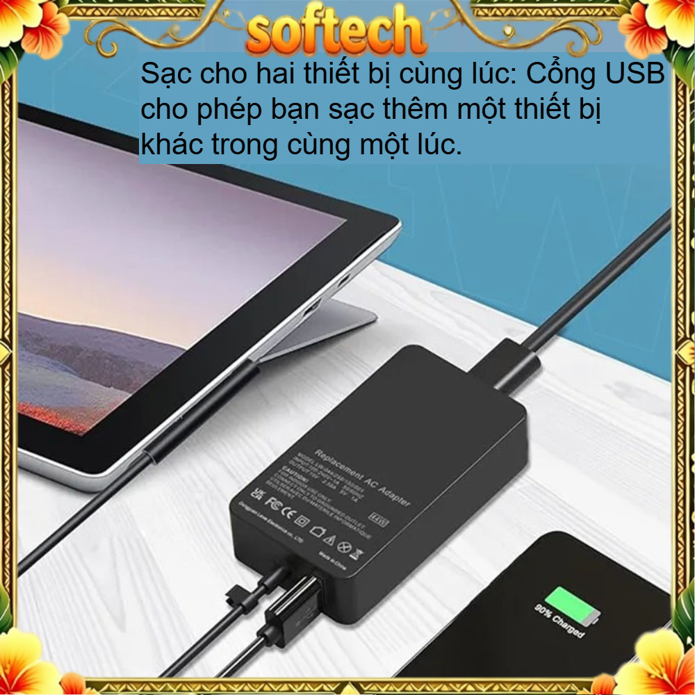 Bộ Sạc Nguồn 44W 4A 65W Cho Sạc Surface Pro 7 6 5 4 3 8 9 10 X Go 3 2 1 Laptop Charger Power Adapter