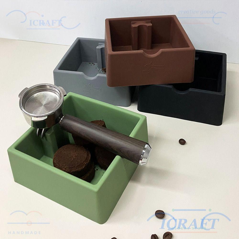 CRAFTMX Espresso Knock Box, Silicone Tamping và Knock Out Coffee Grounds Bin, Đế Chống Trơn Trượt Bề