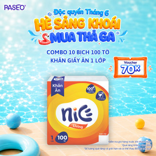 [Combo 10 Gói] Khăn Ăn NICE 100 Tờ/Gói Mềm Mại An Toàn Thấm Hút Dầu Thừa  Khăn Giấy Rút Tiện Lợi (1 Lớp)
