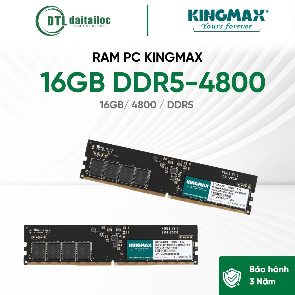 Ram PC Kingmax 8GB & 16GB DDR5-4800 | Chính Hãng | Bảo Hành 36 tháng