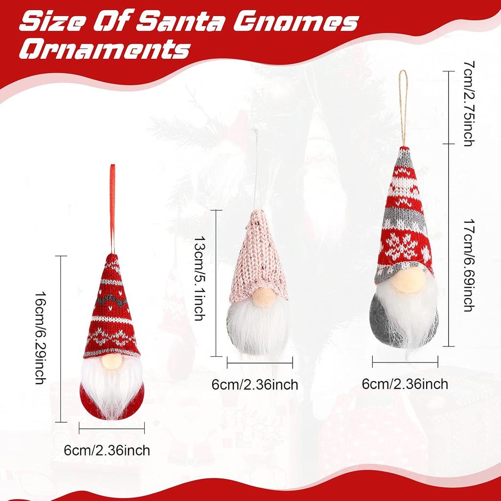 22 Miếng Cây Giáng Sinh Gnomes Treo Đồ Trang Trí Handmade Thụy Điển Tomte Gnomes Thụy Điển Handmade 