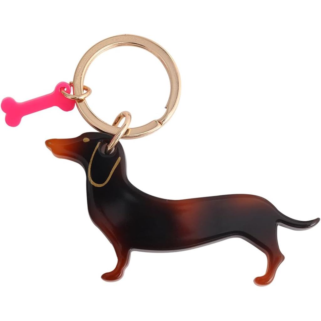 Móc khóa chó Acetate Dachshund có xương hồng, 1 mảnh (Acetate)