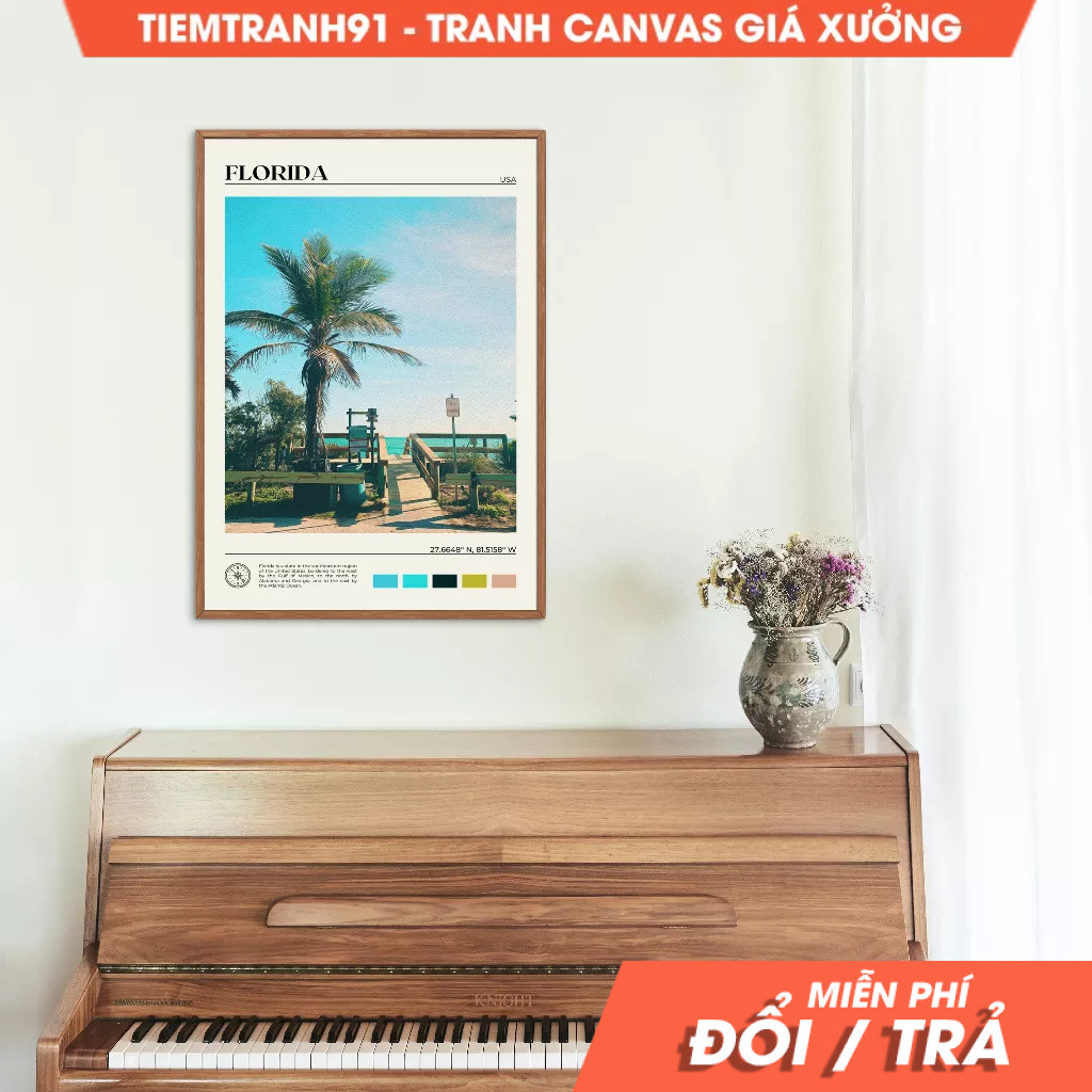 Tranh treo tường, Oil Paint, Florida Wall Art, Florida Poster, Florida Photo, Florida Wall Decor, US