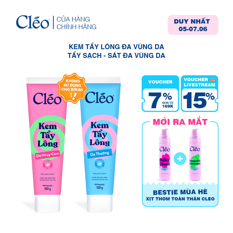 [LIVE] Kem Tẩy Lông Nách, Tẩy Lông Tay Chân Cleo,Tẩy Lông Sạch Sát, Không Kích Ứng 100g | BigBuy360 - bigbuy360.vn